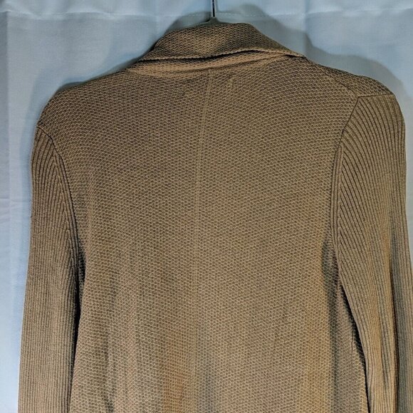 Alfred Sung Full Zip Sweater Womens M Medium Tan Beige Brown Cowl Long Sleeve - Picture 10 of 14